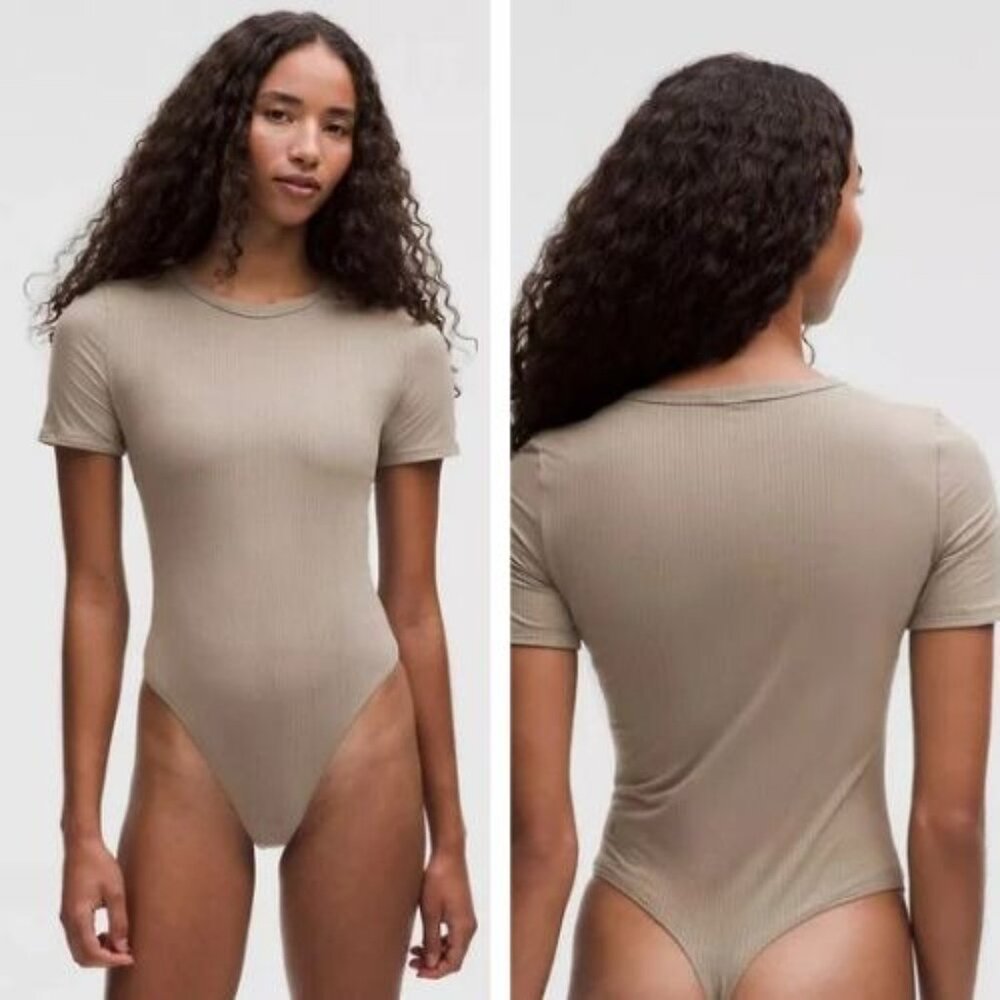 NWT Lululemon Stretch Cotton Rib Crewneck SS Bodysuit Thong Size XS (WSHG)